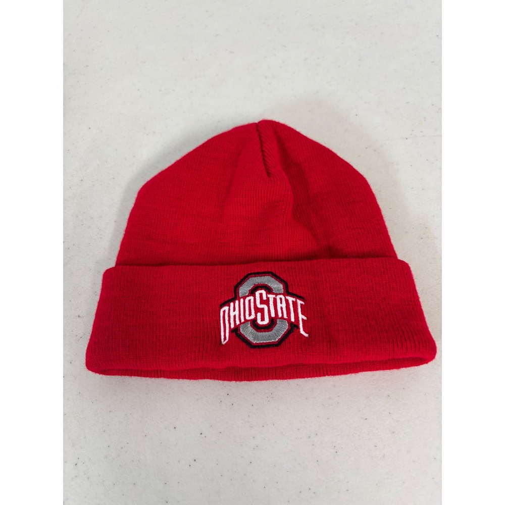 Ohio State Buckeyes Youth Red Cuffed Beanie Knit Hat Block O Logo Kids Size 4-12